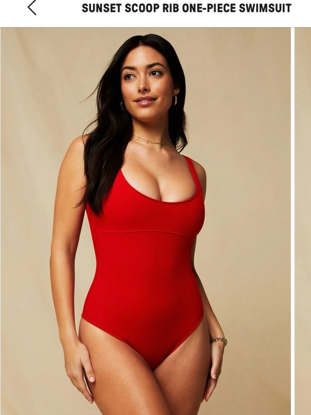 Fabletics Sunset Scoop Ribbed One-Piece Swimsuit in Red